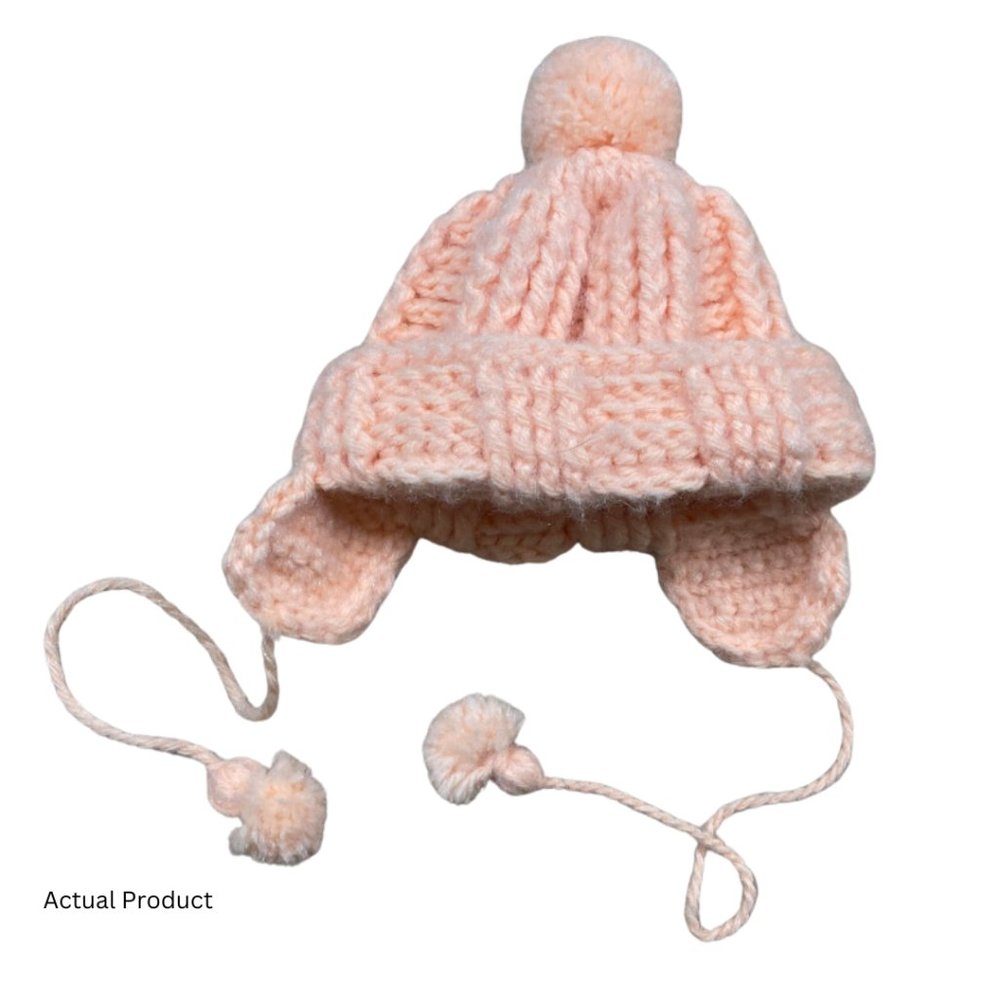 Hand Crochet Pink Infant Winter Hat